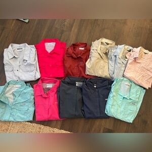 Bundle Columbia PFG and Eddie Bauer fishing shirts sun shirts